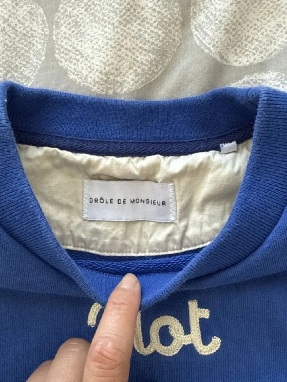 Drole de Monsieur Not From Paris Madame Men's Blue Sweatshirt Sweater Sz M
